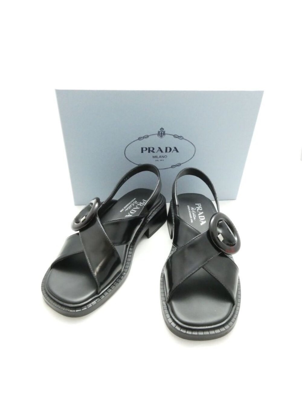 Prada Cross Strap Sandals Re Edition Buckle 36.5
